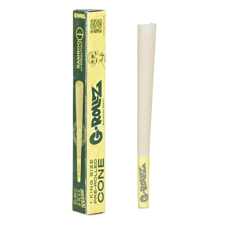 72CT BOX - G-ROLLZ Bamboo Unbleached Pre-Rolled Cones - King Size - Headshop.com