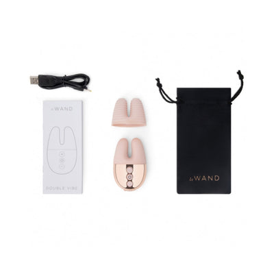 Le Wand Chrome Double Vibe Rechargeable Silicone Mini Vibrator Rose Gold