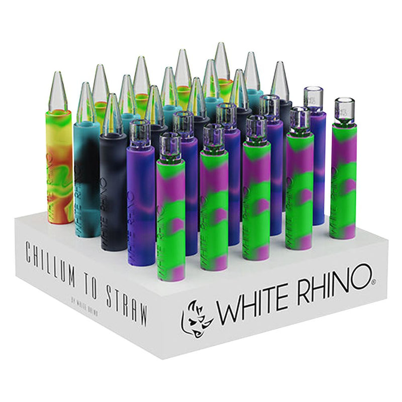 25CT DISPLAY - White Rhino Pyrex Chillum To Straw - 5" / Original - Headshop.com