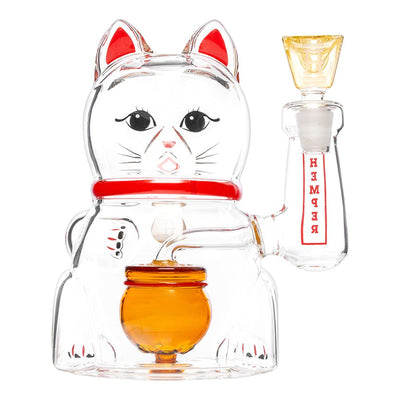 Hemper Lucky Money Cat Glass Water Pipe | 14mm F - Headshop.com