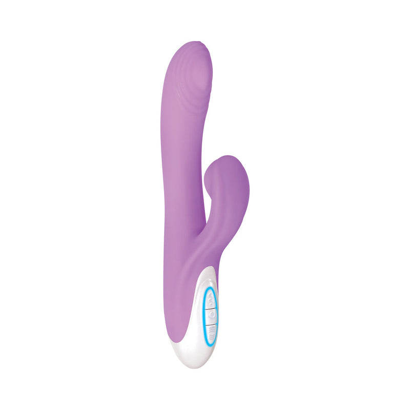 Evolved Super Sucker Rechargeable Thumping Suction Silicone Dual Stimulator Purple