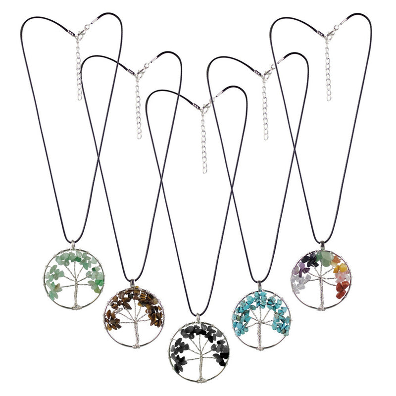 Semi Precious Gem Tree of Life Necklace - Headshop.com