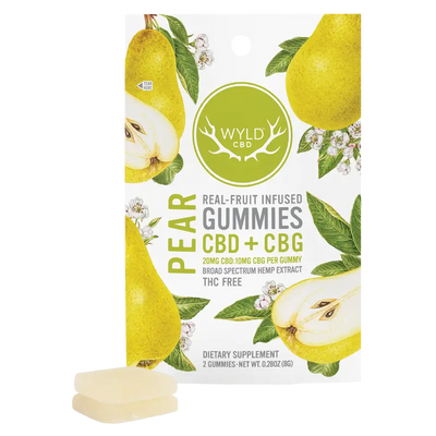 WYLD Real Fruit CBD + CBG Gummies Pear - (60MG - 1200MG) - Headshop.com