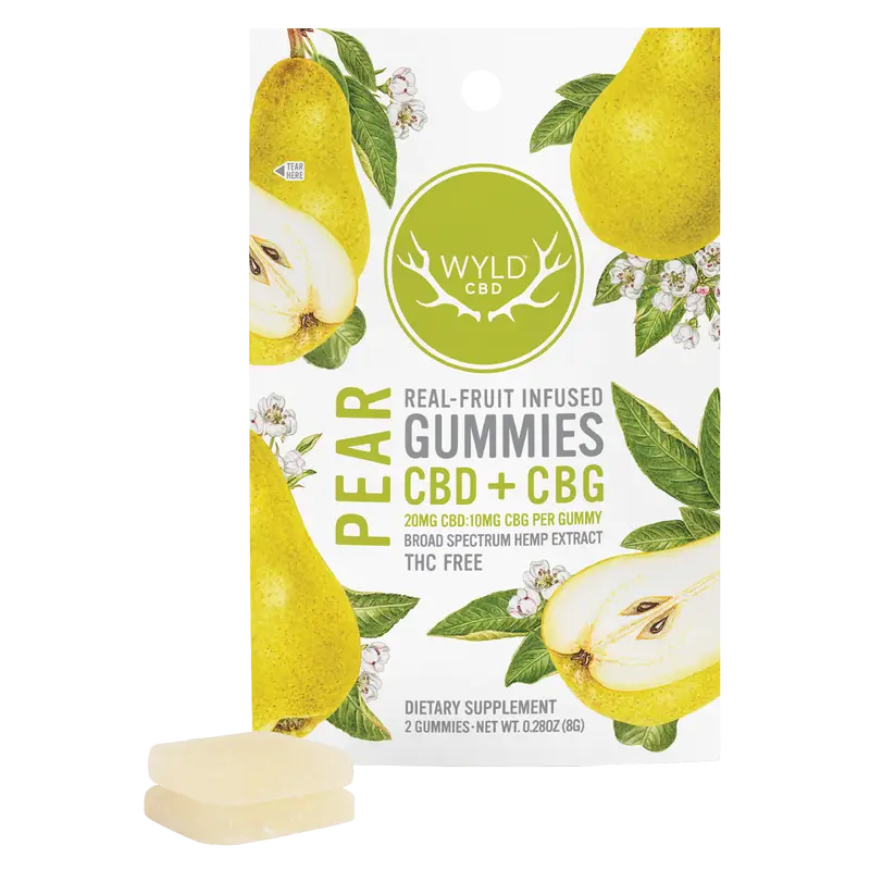 WYLD Real Fruit CBD + CBG Gummies Pear - (60MG - 1200MG) - Headshop.com