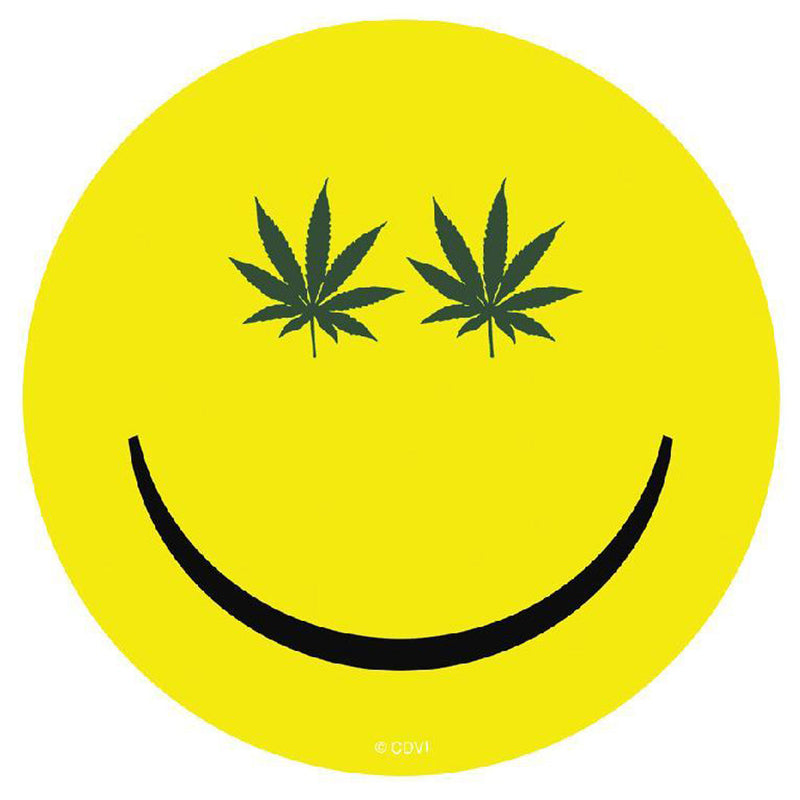 Hemp Leaf Smiley Face Sticker - Headshop.com