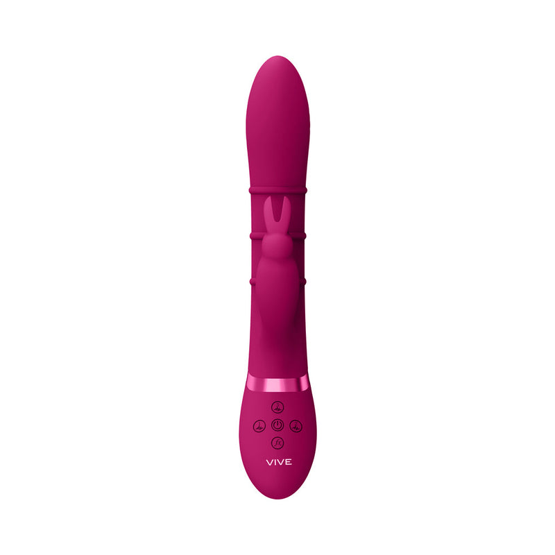 VIVE SORA Rechargeable Silicone G-Spot Rabbit Vibrator with Up & Down Stimulating Rings Pink