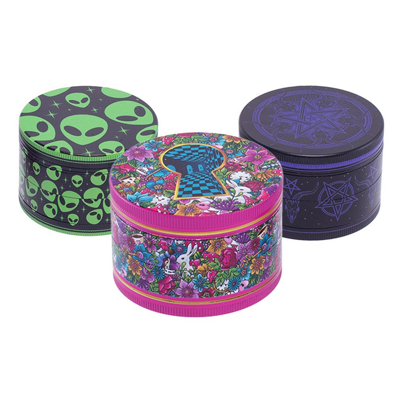 6CT DISPLAY - Wacky Grinderz Extra Wacky Assortment - 2.5" / 4pc / Assorted Designs - Headshop.com