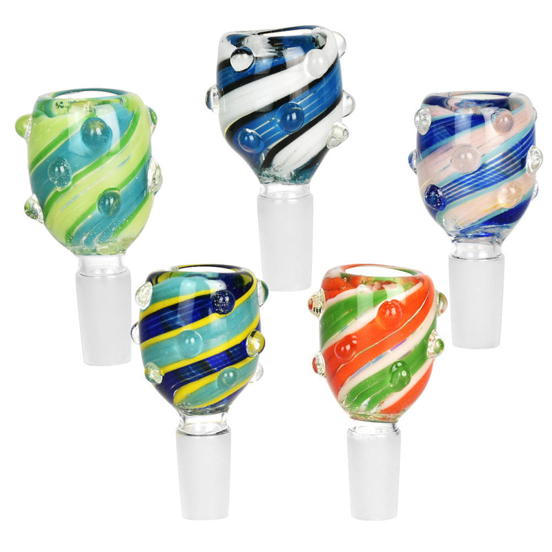 Bold Stripes Swirl Glass Marble Grip Herb Slide - Colors Vary - Headshop.com