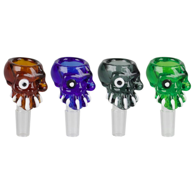 Cartoon Skull Herb Slide - 14mm Male / Colors Vary - Headshop.com