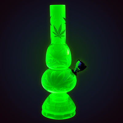 Mini Acrylic 2 Bubble Water Pipe w/ Built in Grinder Base - 6.75" / Assorted Designs - Headshop.com