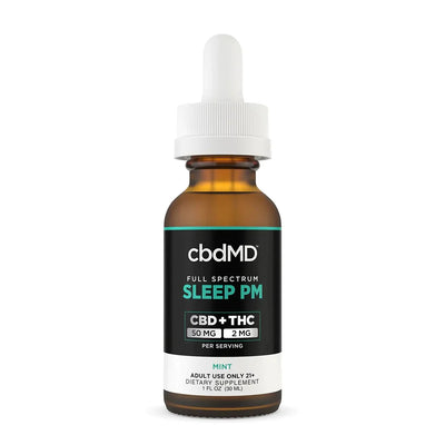 cbdMD CBD PM Oil Tincture Drops 30mL Mint 1500MG - Headshop.com