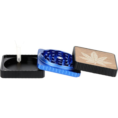 Hemp Leaf Square Aluminum Grinder - 3pc / 1.8" / Colors Vary