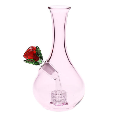 Rose in Vase Glass Water Pipe - 7" / 14mm F