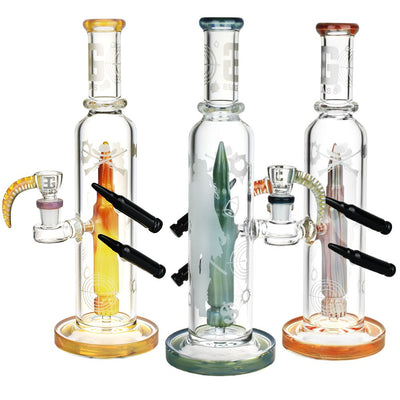 EG Glass Dual Bullet Tube Glass Water Pipe - 11.5" / 14mm F - Headshop.com