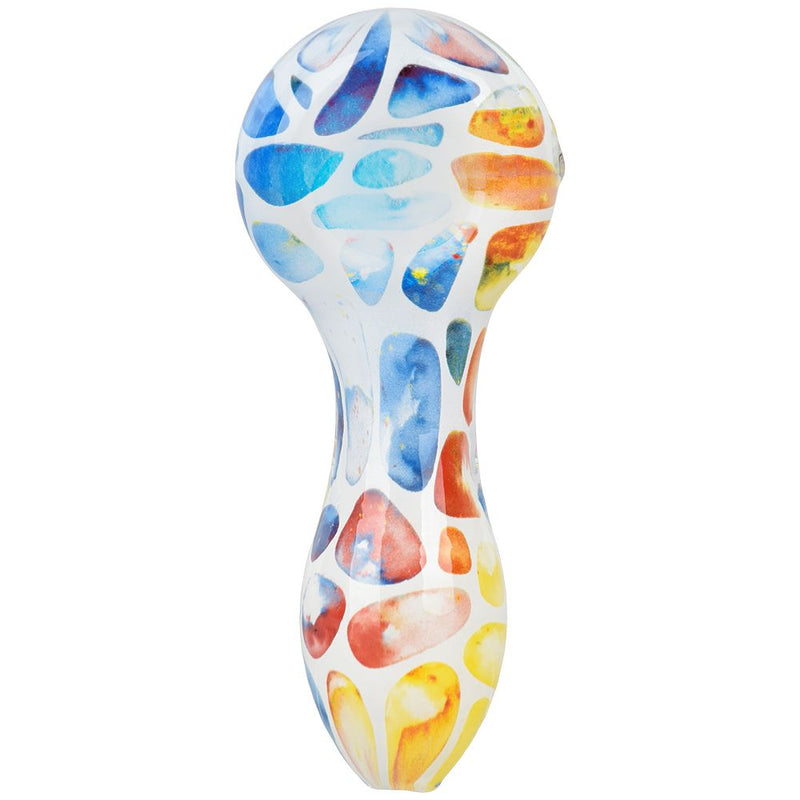 Geometric Colorful Print Glass Hand Pipe - 3.75" / Colors Vary