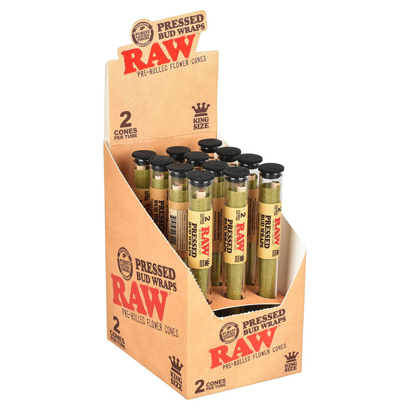 RAW Pressed Bud Wrap Cone | 12pc Display - Headshop.com