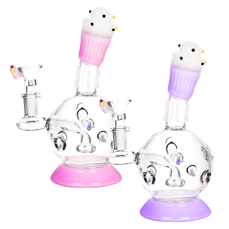 Cupcake Water Pipe w/ Bowl - 7" / 14mm F / Colors Vary - Headshop.com