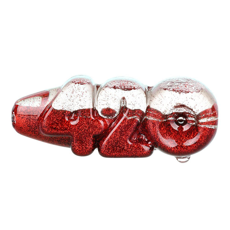 4CT BUNDLE - Glitter 420 Glycerin Glass Hand Pipe - 4.25" / Assorted Colors