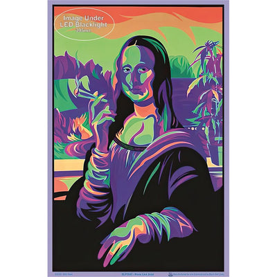 Psychedelic Mona Lisa Flocked Black Light Poster - 23"x35"