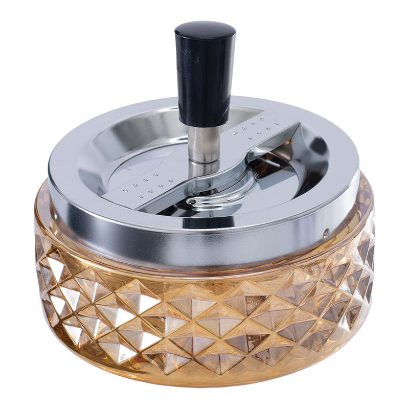 Fujima Gem-cut Glass Spinning Ashtray | 4.75" - Headshop.com