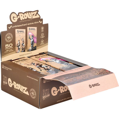 G-ROLLZ x Banksy's Graffiti Papers + Tips | 50pc | King Size | 16pk - Headshop.com