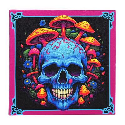 Skull with Mushrooms Canvas Print w/ Wood Frame - 10"