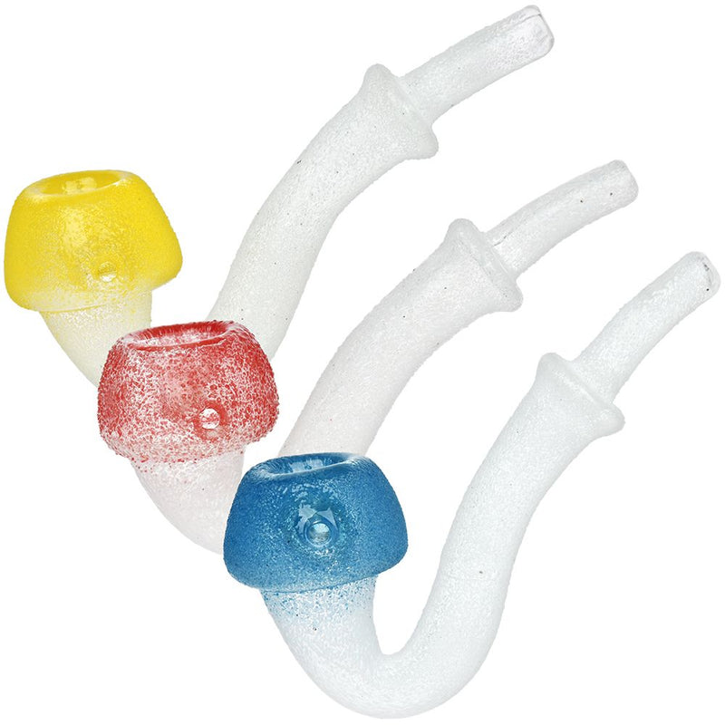 Cubensis Frosted Glass Sherlock Pipe - 4.5" / Colors Vary