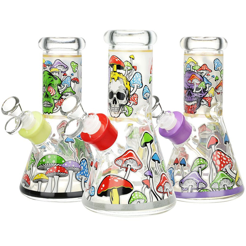 Monstrous Mushroom Mashup Beaker Glass Water Pipe - 8"/ 14mm F / Designs Vary - Headshop.com