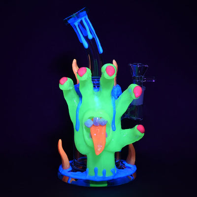 Reach Out And Taste The World Glow In The Dark Water Pipe - 8" / 14mm F - Headshop.com