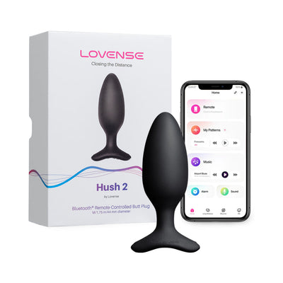 Lovense Hush 2 Bluetooth Remote-Controlled Vibrating Butt Plug M 1.75 in.