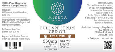 Mireya Extracts Pet CBD Oil 250mg