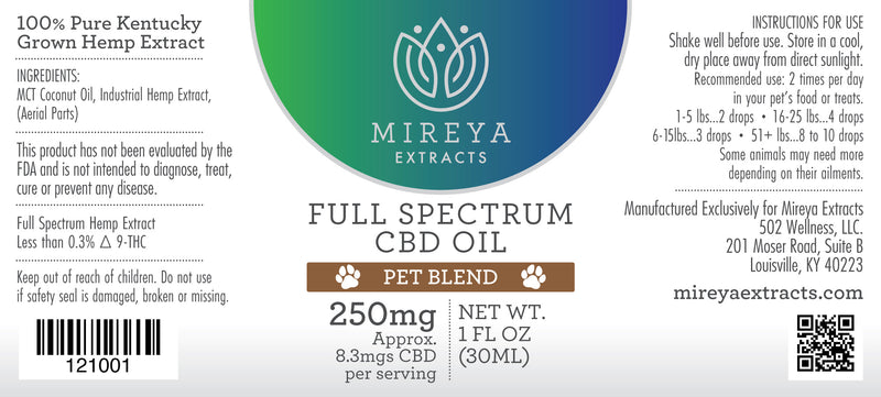 Mireya Extracts Pet CBD Oil 250mg