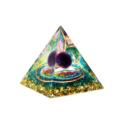 Purple Globe Orgonite Pyramid - 2.5" - Headshop.com