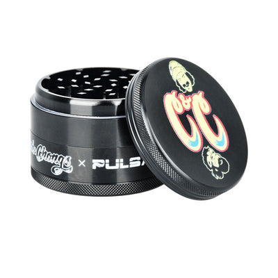 Cheech & Chong's™ x Pulsar Black Metal Grinder | 4pc | 2.5" - Headshop.com