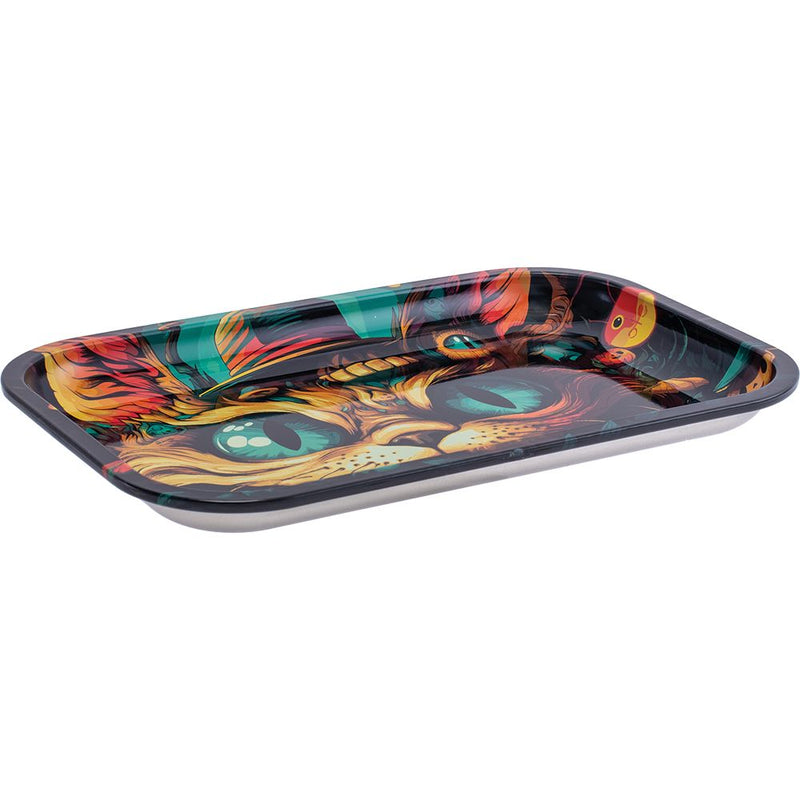 Fujima Trippy Cat Metal Rolling Tray - 11.25"x7.25" - Headshop.com