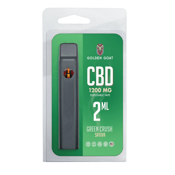 Golden Goat CBD Rechargeable Vape Device 1200MG, Green Crush (Sativa)