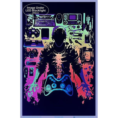 Gamer Dude Flocked Blacklight Poster - 23"x35"