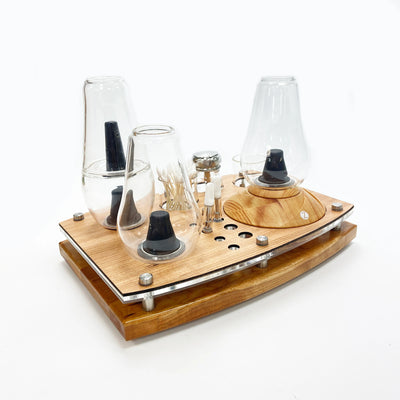 The Zenco Drinking Glass Vaporizer Organizing Tray For Duo or Flow and Cleaning Station with ISO Pump and Swab Jar - Headshop.com