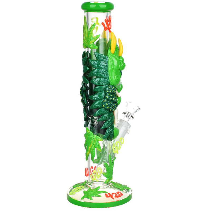 420 Dragon Glow In Dark Tube Water Pipe - 11.8" / 14mm F - Headshop.com