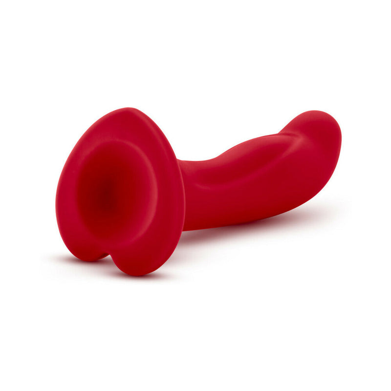 Temptasia Jezebel 6 in. Curved Silicone Dildo with Heart-Shaped Suction Cup Crimson