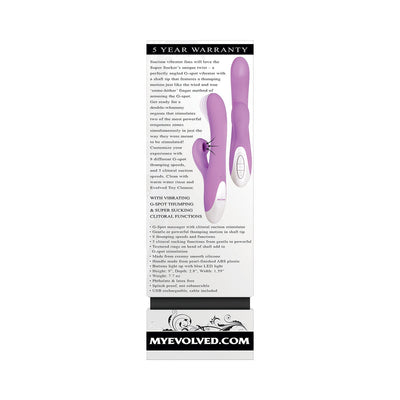 Evolved Super Sucker Rechargeable Thumping Suction Silicone Dual Stimulator Purple