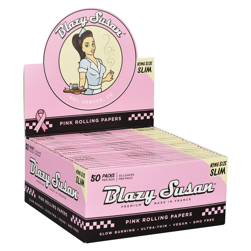 Blazy Susan Pink Rolling Papers | 50pk | 50pc Display - Headshop.com