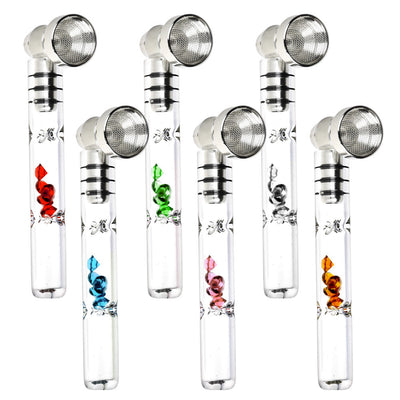 Gem-filled Glass & Metal Pipe - 3.75" / Asst - 24PC DISPLAY - Headshop.com