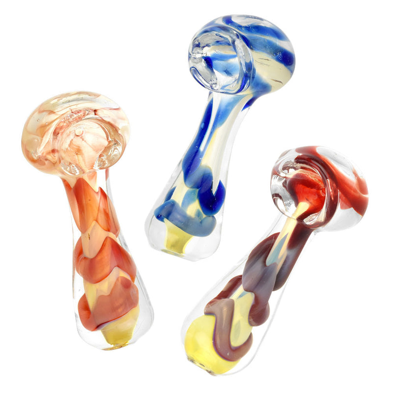 Fumed Jumbo Swirl Spoon Pipe - 3" / Colors Vary - Headshop.com