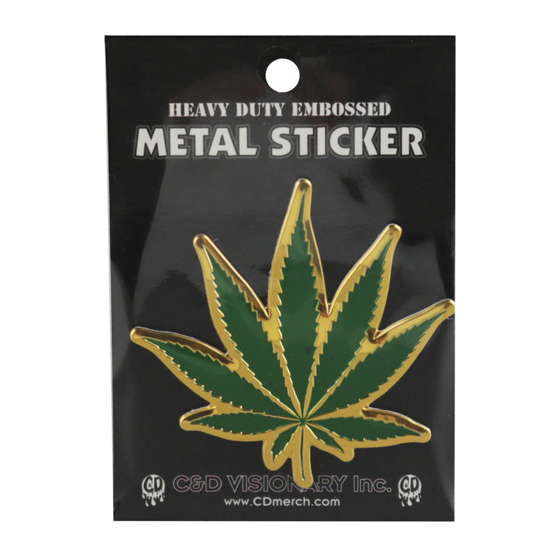 Hemp Leaf Metal Sticker - Headshop.com