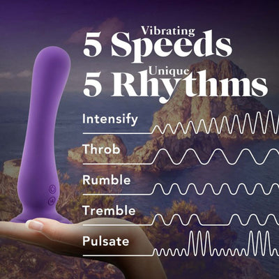 Impressions Ibiza Rechargeable Silicone 7.75 in. Vibrating Dildo with Suction Cup Plum