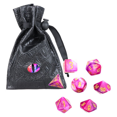 Dragon Eye Storage Pouch & Gaming Dice | 7pc Set