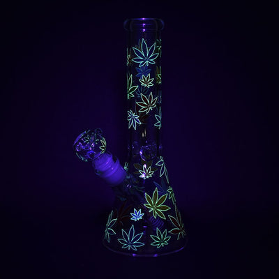 Rainbow Pride Leaf Beaker Glass Water Pipe - 10.25" / 14mm F - Headshop.com