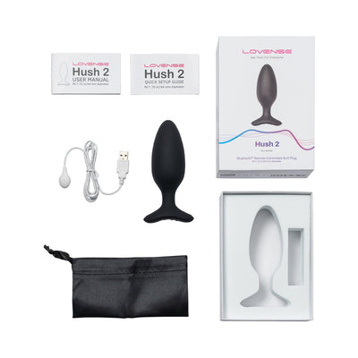 Lovense Hush 2 Bluetooth Remote-Controlled Vibrating Butt Plug M 1.75 in.