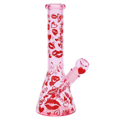 Pulsar Valentine's XOXO Glass Beaker Water Pipe & Hand Pipe Set - 10" / 14mm F